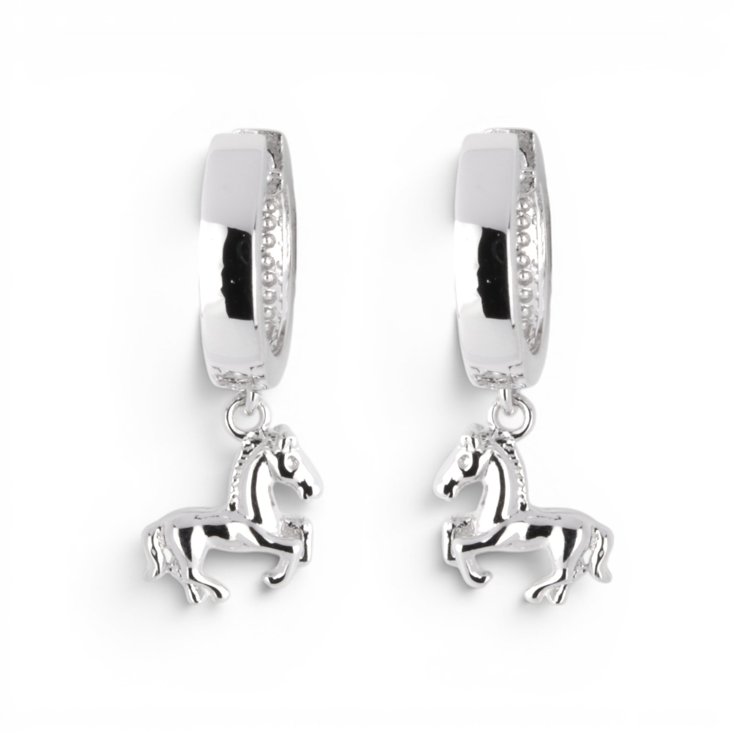 Schmidt Klappcreolen Pferd aus 925 Silber für Kinder, silberfarben, 22x2,8mm Ohrschmuck