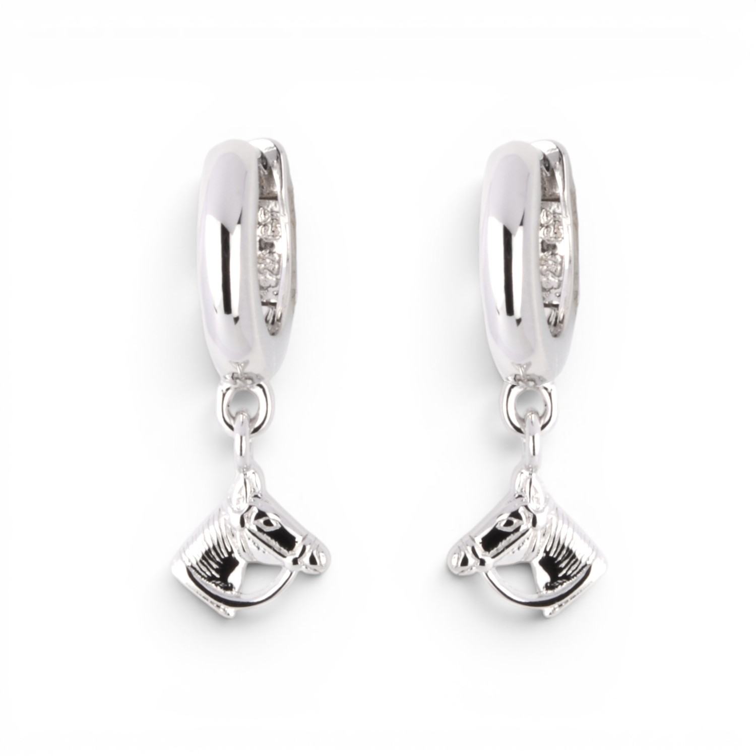 Schmidt Klappcreolen Pferdkopf aus 925 Silber für Kinder, 22x2,5mm, silberfarben Ohrschmuck