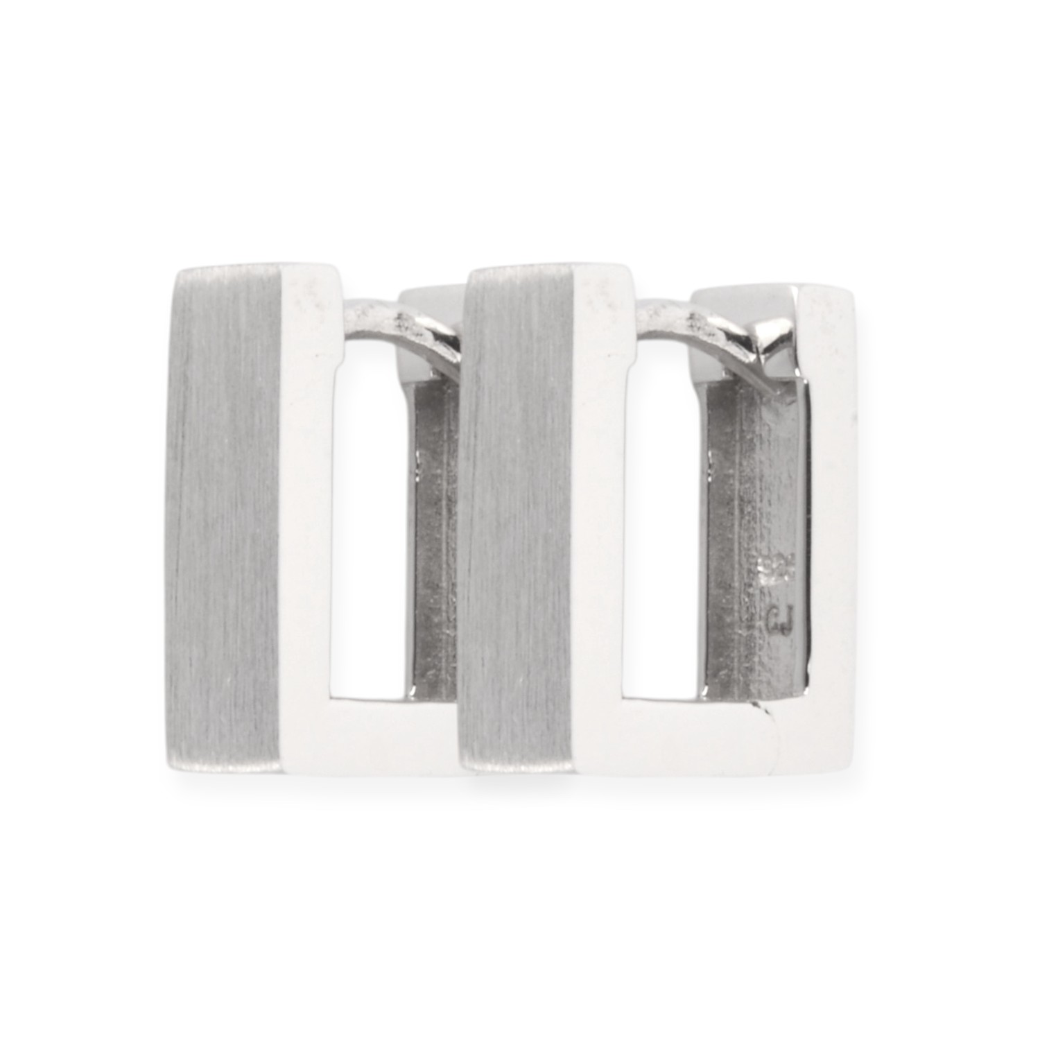Schmidt Klappcreolen kantig matt aus 925 Silber für Damen, silberfarbener Ohrschmuck, 11,8x10,3x4mm