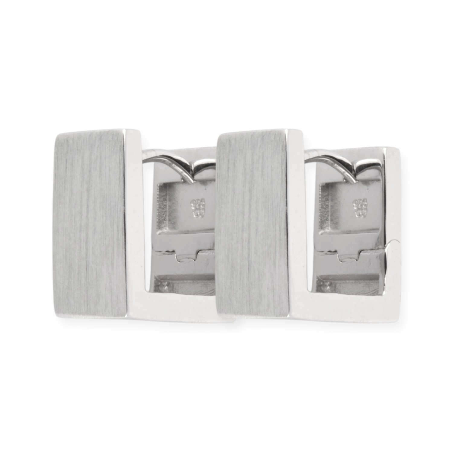 Schmidt Klappcreolen kantig matt aus 925 Silber für Damen, silberfarben, Ohrschmuck 12,8x11,1x7,3mm