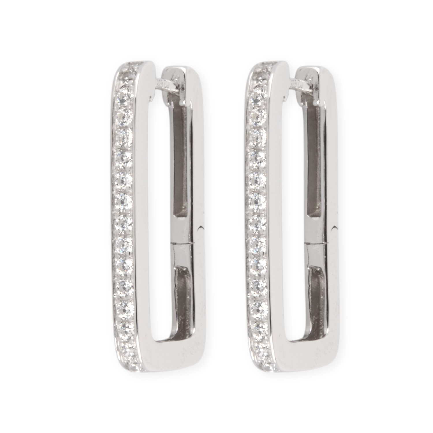 Schmidt Klappcreolen aus 925 Silber mit Zirkonia für Damen, silberfarben, 20,8x11,8x2mm