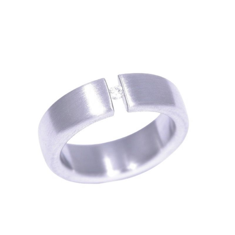 Kadó Damen Spannring aus Edelstahl, silber mit Zirkonia, Ringgröße 50