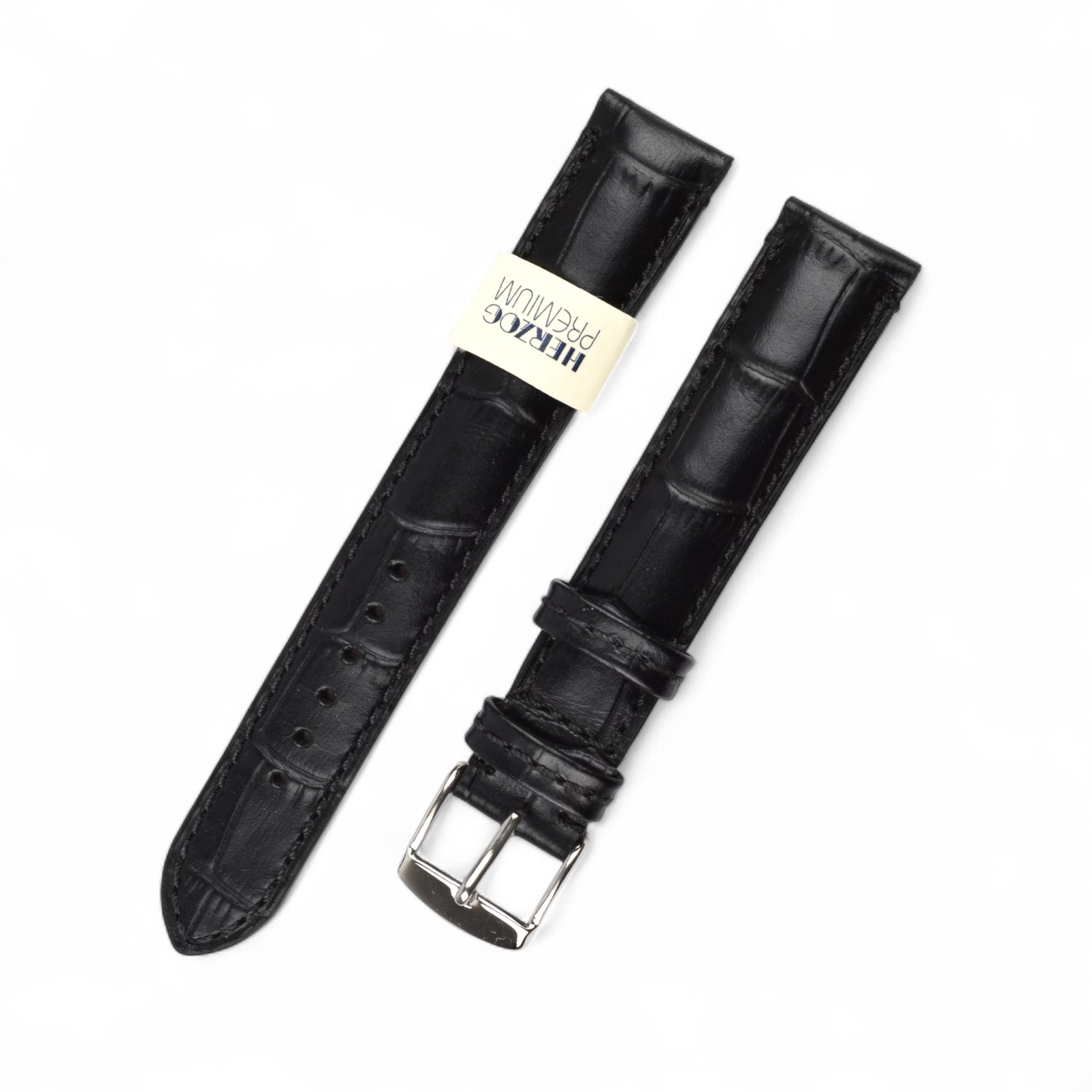 Schmidt Lederband Rom für Uhren, Unisex, Schwarz, 18mm Anstoßbreite, Lederschließe 16mm