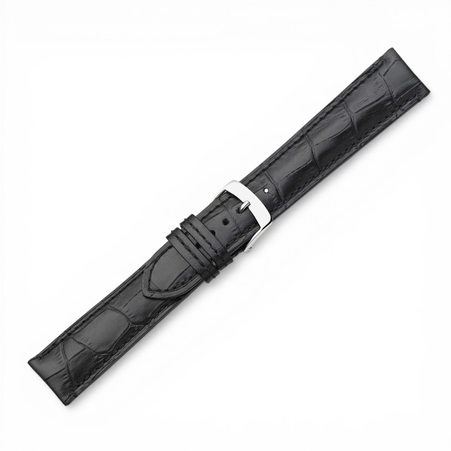 Schmidt Rom schwarzes Leder-Uhrenarmband 22mm für Herren und Damen, 5mm dick, mit 18mm Schließe