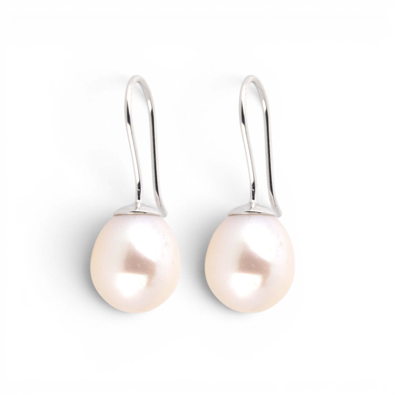 Schmidt Ohrhaken aus 925 Silber mit Süsswasser-Perlen für Damen, silberfarben, 25x9,3mm