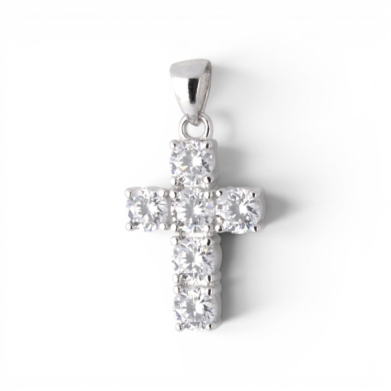Schmidt Kreuz Anhänger aus 925 Silber mit Zirkonia für Damen und Kinder, 20,7x13,2mm, silberfarben