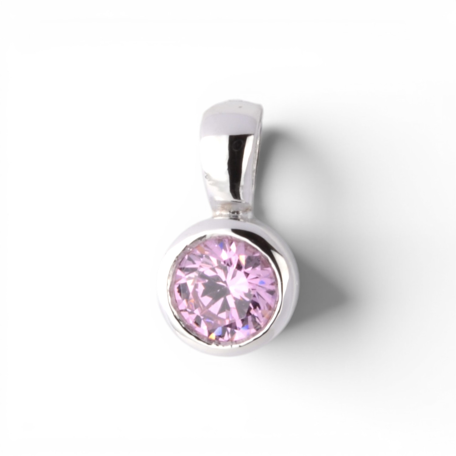 Schmidt Anhänger aus 925 Silber mit rosa Zirkonia für Damen und Kinder, 12,2x7mm, silberfarben