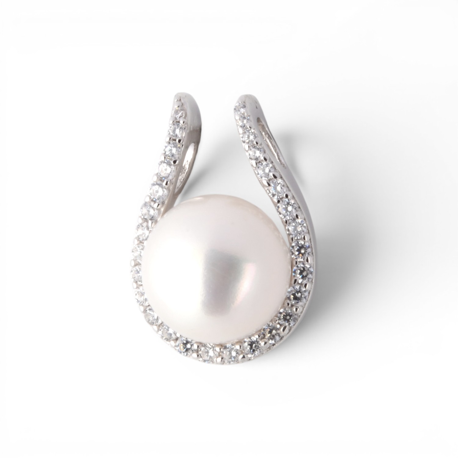 Schmidt Damen Anhänger mit lila 925 Silber und 10mm Süßwasserperle, Zirkonia Steinbesatz