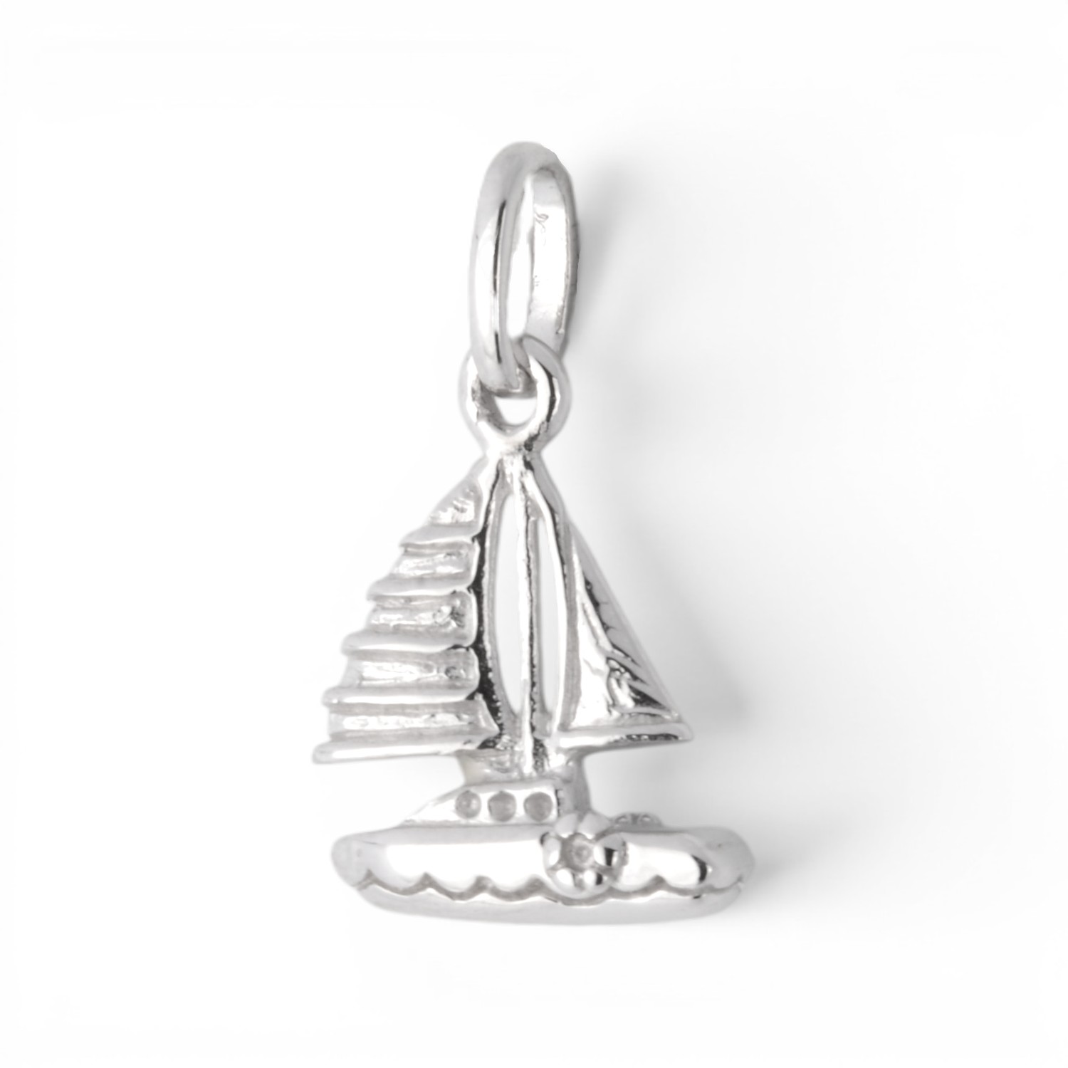 Schmidt Segelboot Anhänger aus 925 Silber für Damen, Herren und Kinder – 14,3x11,2mm, silberfarben