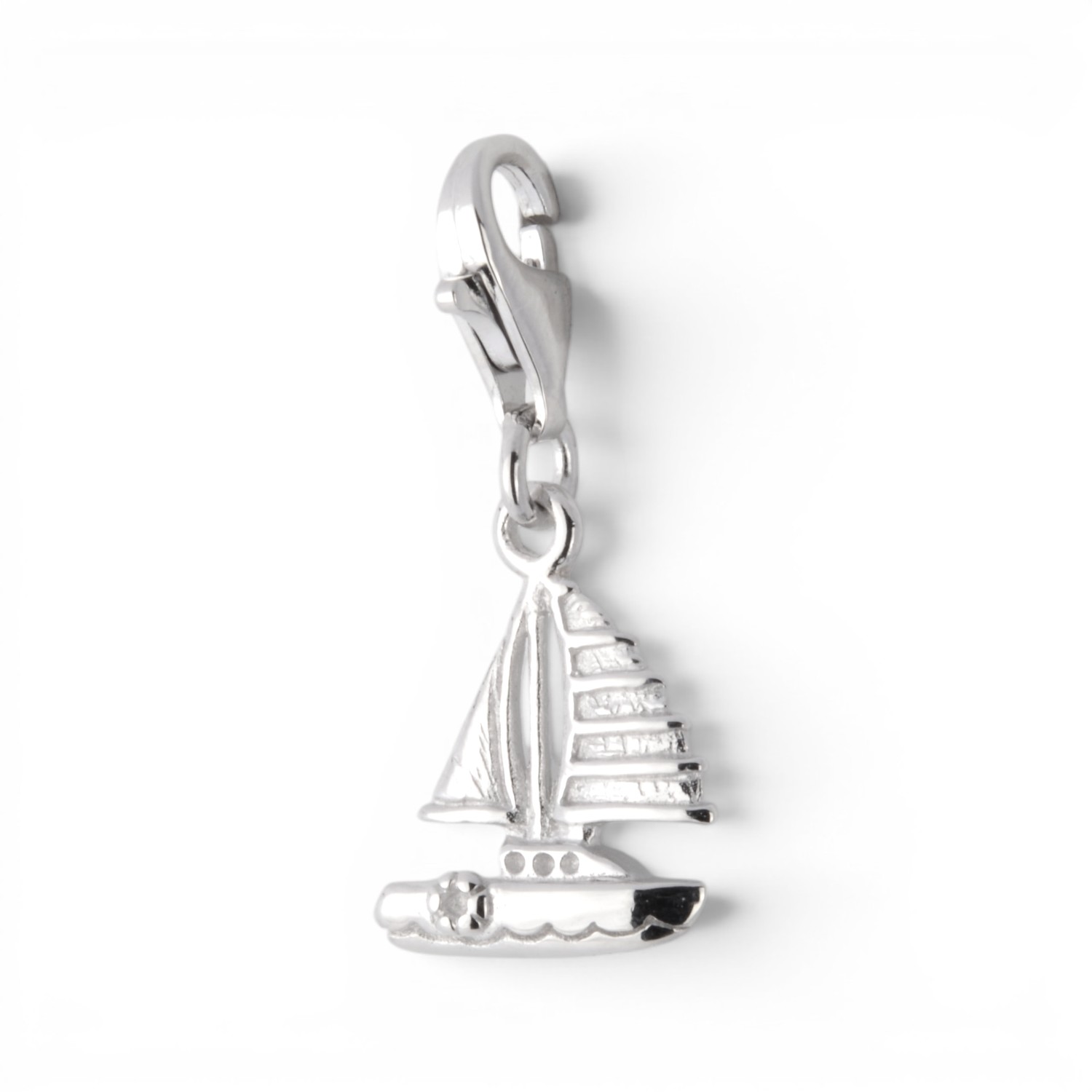 Schmidt Segelboot Karabiner aus 925 Silber für Damen, Herren und Kinder - Charm-Anhänger, 14,3x11,2mm