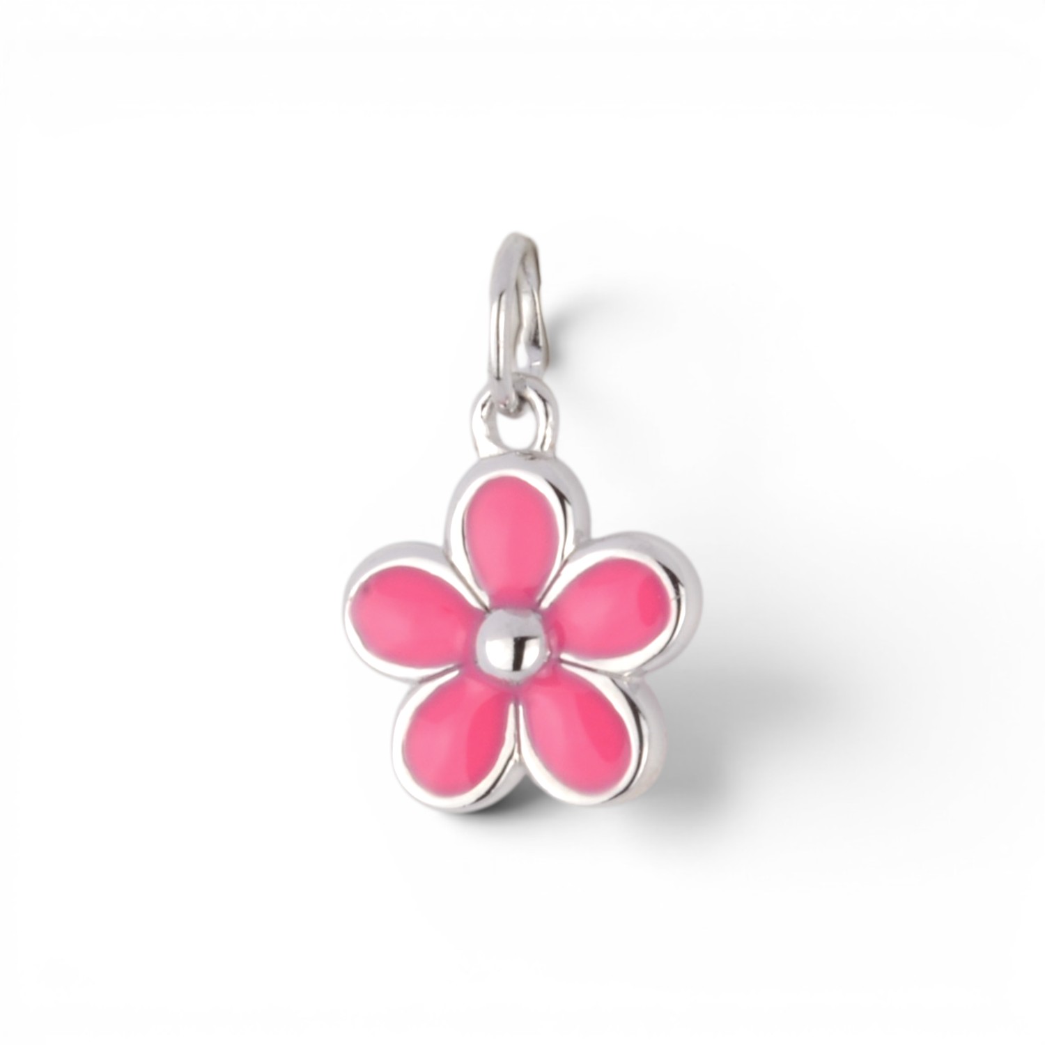 Schmidt Anhänger Blume aus 925 Silber mit rosa Emaille für Kinder, 10mm, silberfarben