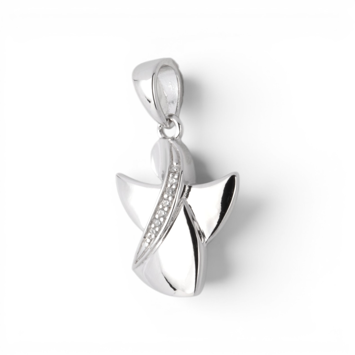 Schmidt Anhänger Engel aus 925 Silber mit Zirkonia für Damen und Kinder, silberfarben, 15,2x11,6mm