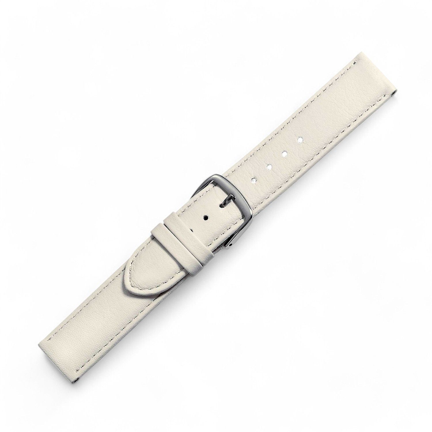 Schmidt Damen Uhrenarmband Beach Perle aus beigem Leder, 14mm, gleichlaufend mit Naht, 3mm dick