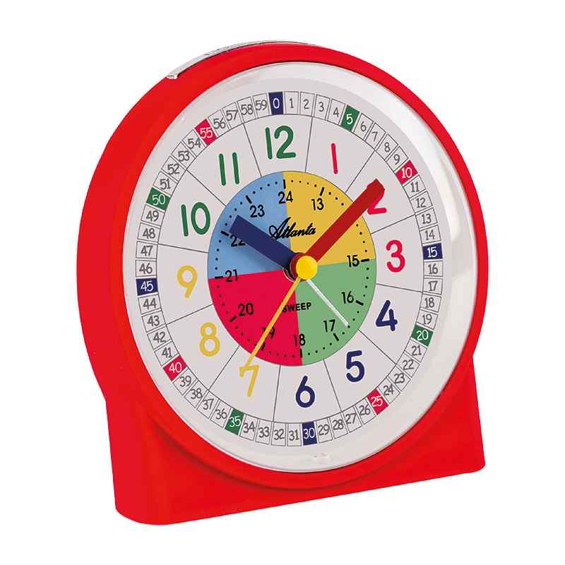 Atlanta Kinder Wecker Quarz-Analog, Kunststoff, Rot/Weiß/Bunt Ø 12cm