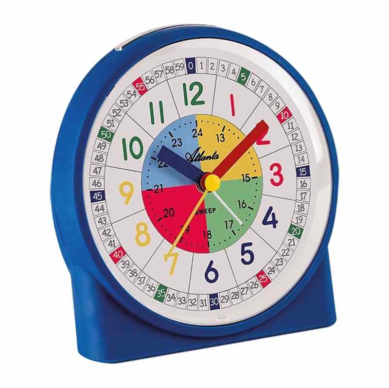 Atlanta Kinder Wecker in Blau/Weiß, Kunststoff, Quarz-Analog Ø 12cm