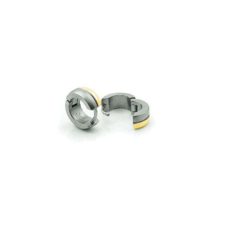 Boccia Creolen aus Titan teilweise vergoldet für Damen, Ø 12mm, silber-gold, eleganter Ohrschmuck