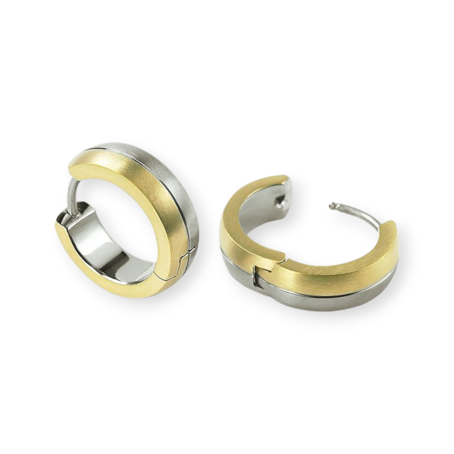 Boccia Titan Creolen Ø 15mm, teilweise vergoldet, für Damen und Herren, silber und gold