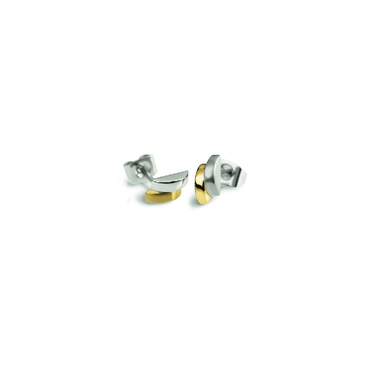 Boccia Ohrstecker für Damen, Titan 9mm, silber und teilweise vergoldet