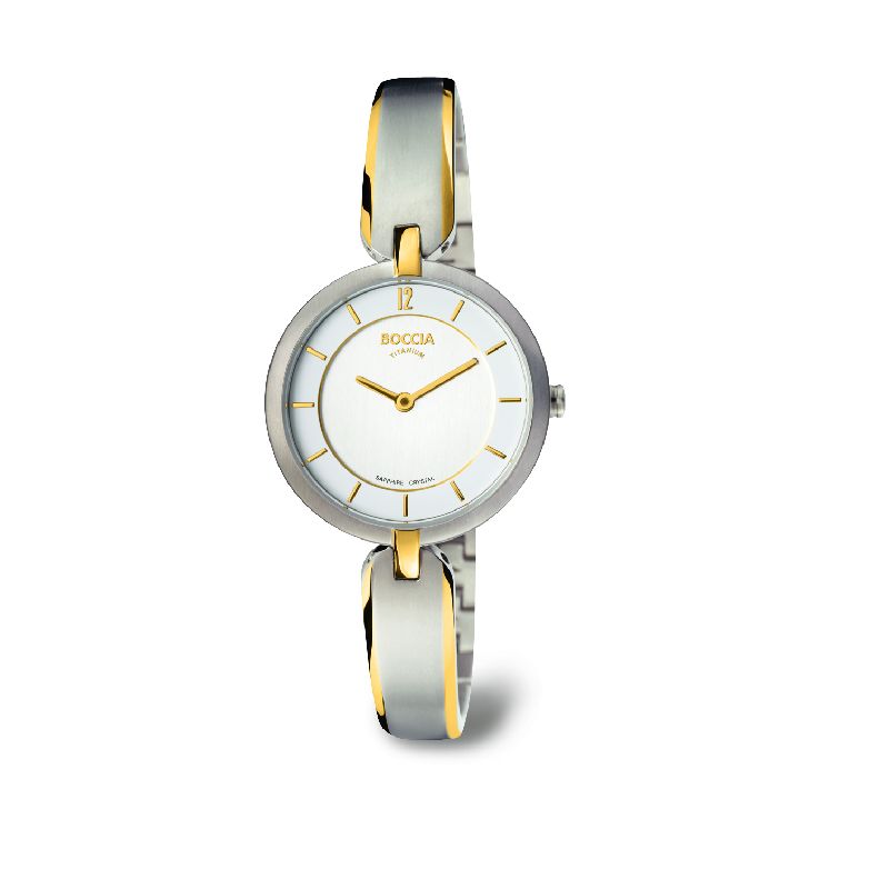 Boccia Damen Armbanduhr Titanspange Bicolor, Safirglas, 30mm, Wasserdicht 5 Bar