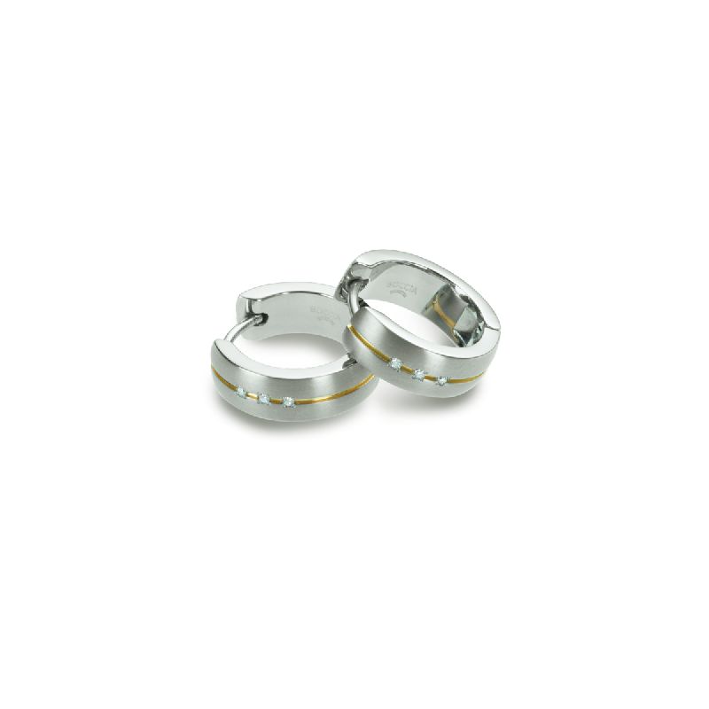 Boccia Creolen aus Titan teilweise vergoldet für Damen, Ø 15mm, silber-gold, eleganter Ohrschmuck