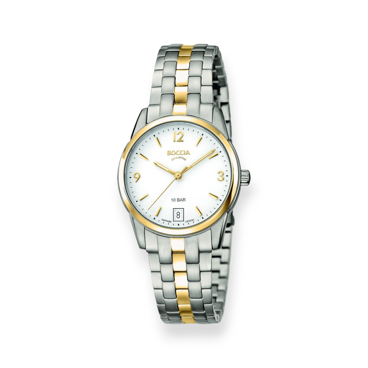 Boccia Damen Armbanduhr Titan Bicolor 30mm Safirglas, Wasserdicht 10 Bar