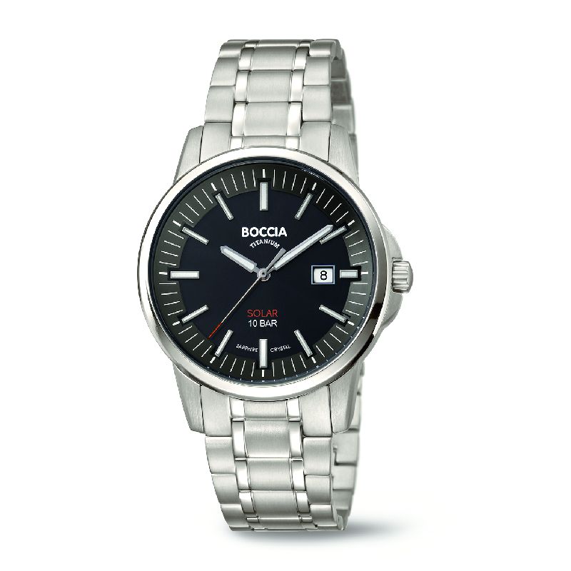 Boccia Herrenarmbanduhr Titan Solar-Quarz 39mm, Safirglas, Wasserdicht 10 Bar