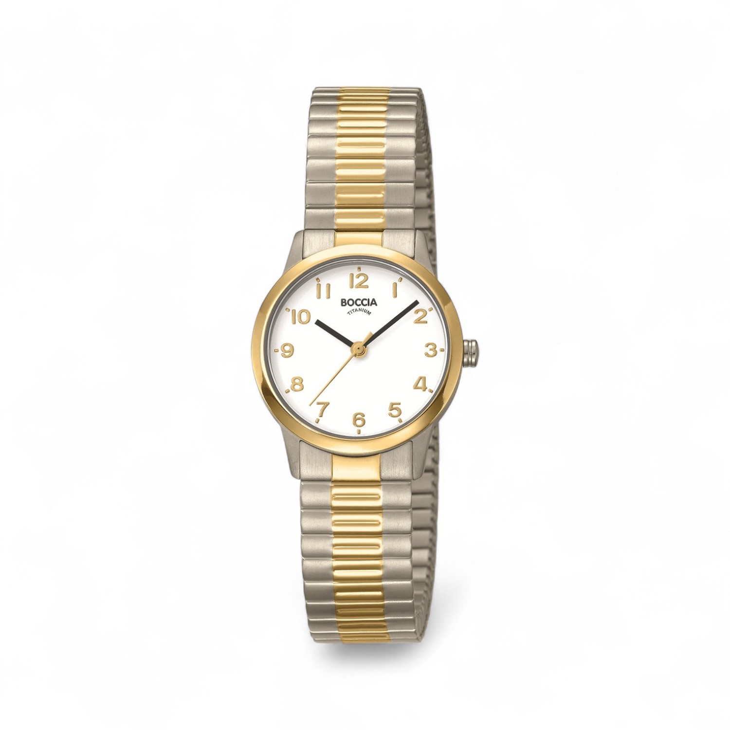 Boccia Damen Armbanduhr Titan bicolor 26mm Quarz-Analog silber-gold, mineralglas, 5 bar wasserdicht