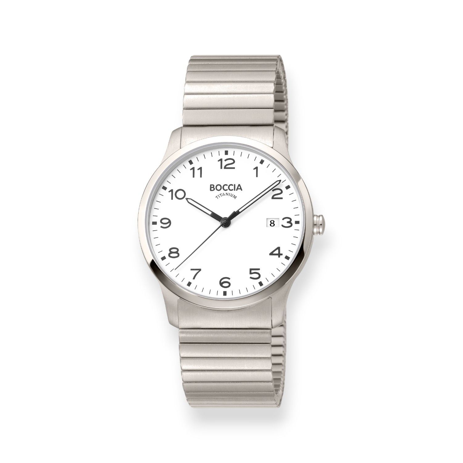Boccia Herren Armbanduhr Titan silberfarben 39mm Quarz-Analog mit Mineralglas, 10 Bar wasserdicht