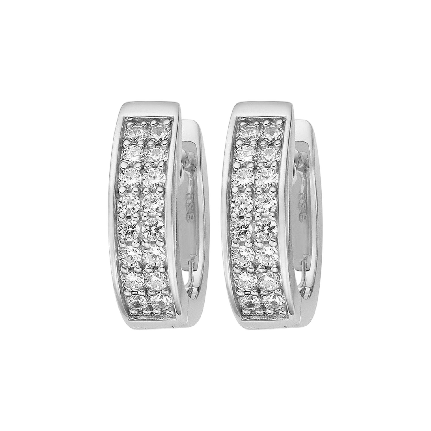 JETTE Creolen ENDLESS Damen Ohrschmuck aus 925 Silber mit Zirkonia, 15x5mm, silberfarben