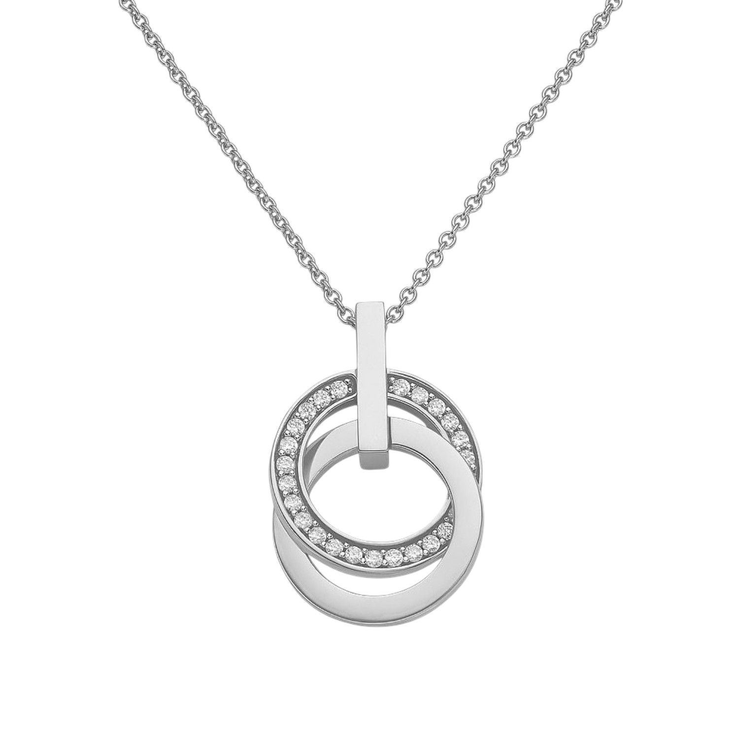 JETTE SWING Kette Damen aus 925 Silber mit Zirkonia, 42-48 cm, silberfarben, 28x17 mm