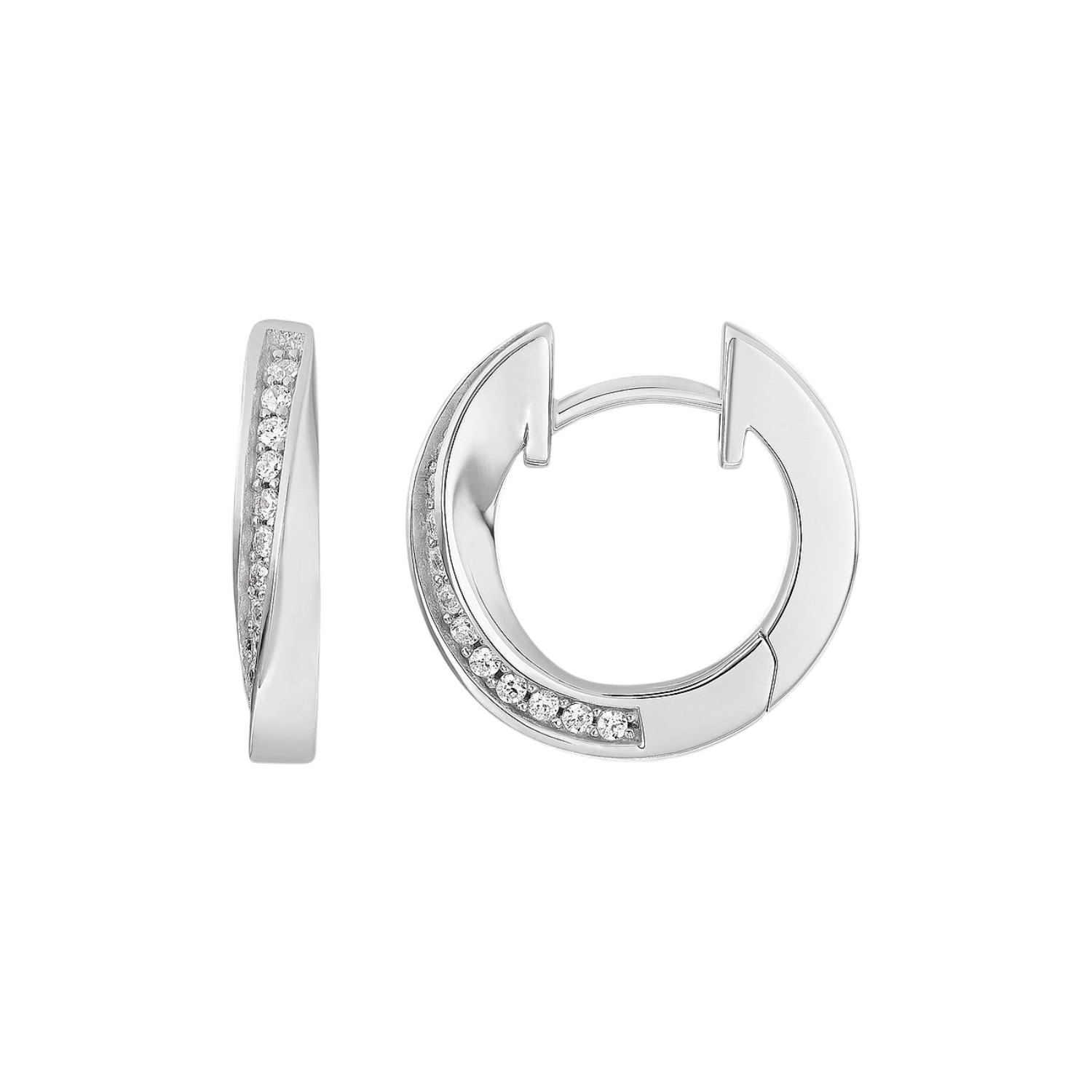 JETTE Creolen TWISTED aus 925 Silber mit Zirkonia, 16mm, eleganter Ohrschmuck für Damen in Silberfarben