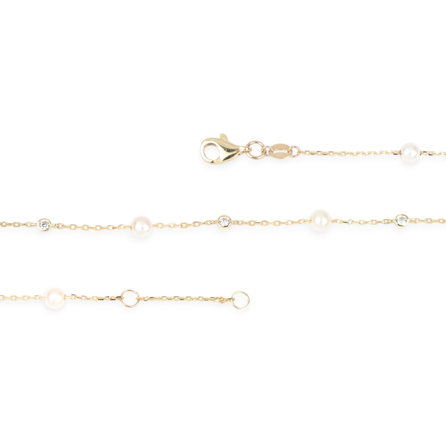 Schmidt Damen Armband aus 333 Gold mit Süßwasserperlen und Zirkonia, 17+2 cm, gold-weiß