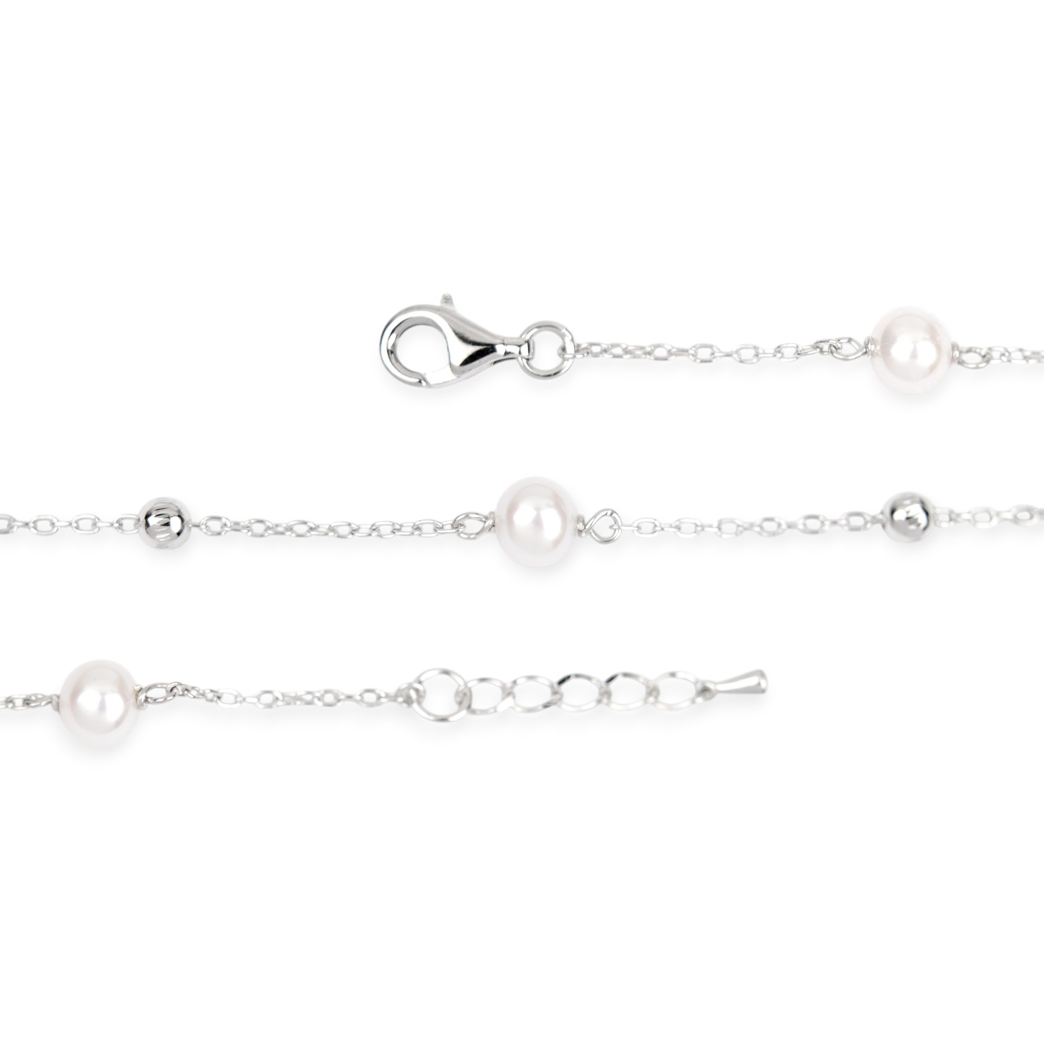 Schmidt Armband mit 925 Silber und Süßwasserperlen für Damen, silberfarben, 17+2 cm verstellbar