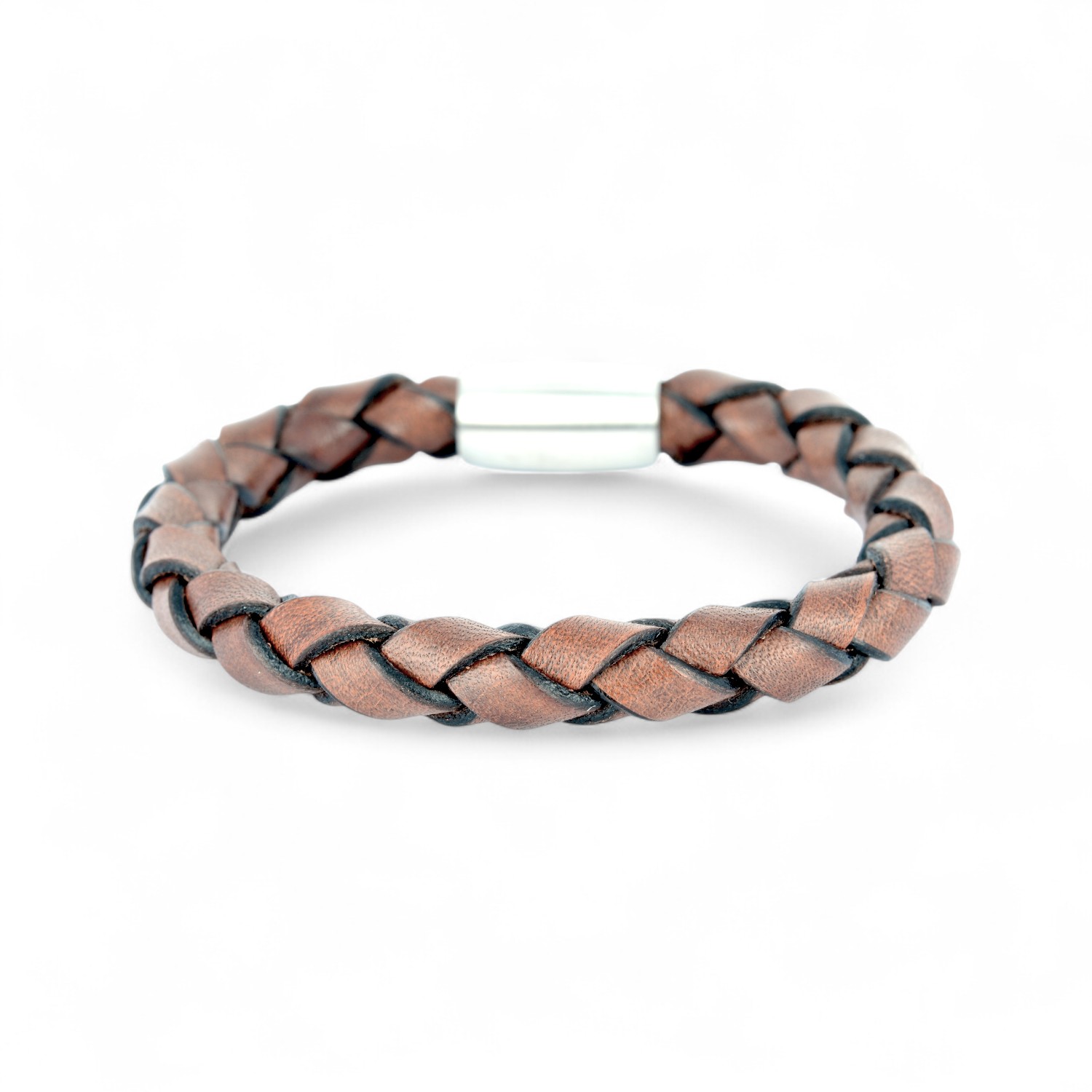 Schmidt Herren Lederarmband braun mit Edelstahl, 21cm lang, stilvoller Armschmuck für jeden Anlass