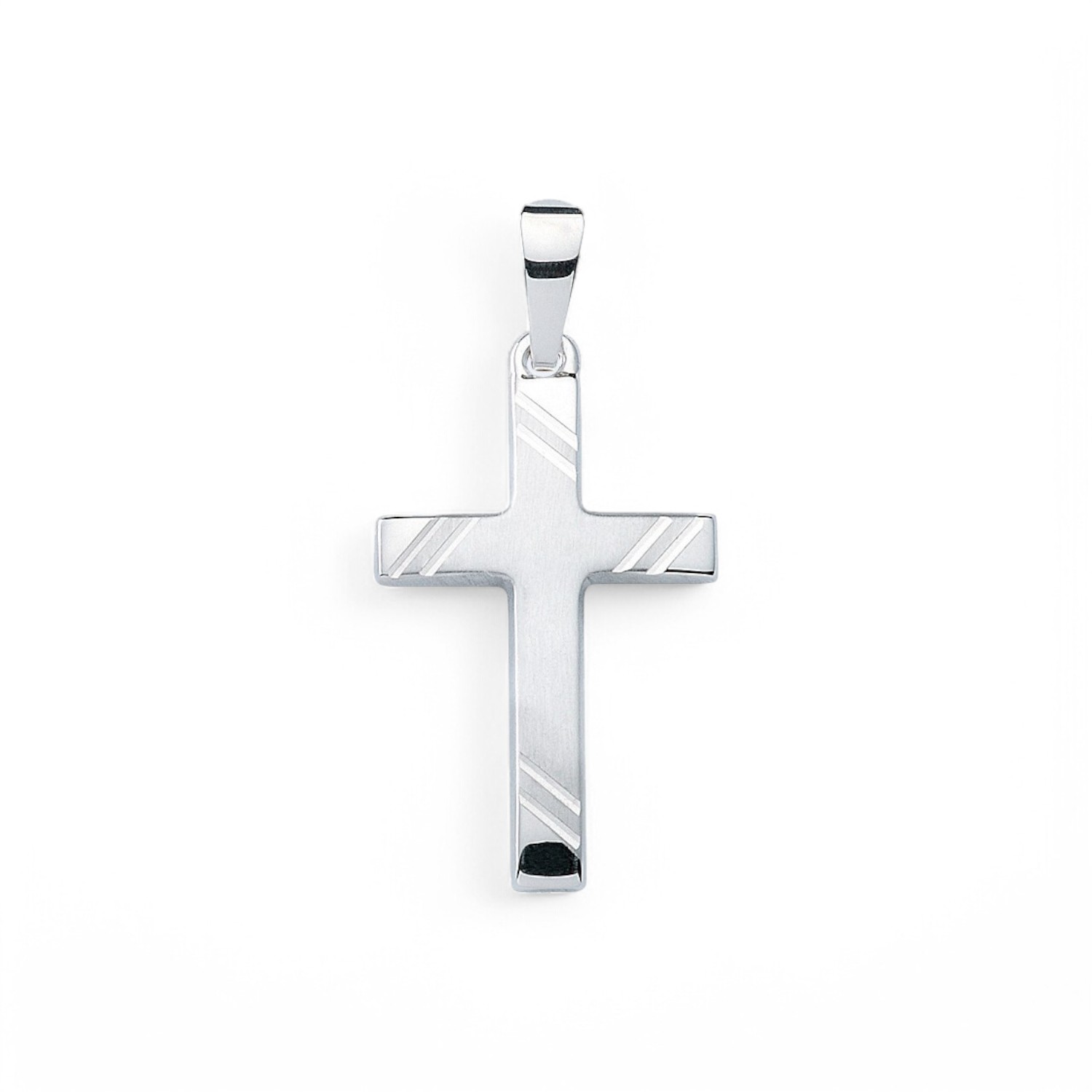 Schmidt Kreuz Anhänger aus 333 Weißgold für Damen, Herren und Kinder, silberfarben, 19,5x12,5mm