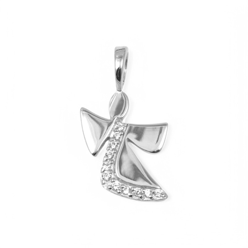 Schmidt Engel Anhänger aus 925 Silber für Damen und Kinder mit Zirkonia, 20,5x10,5mm, silberfarben