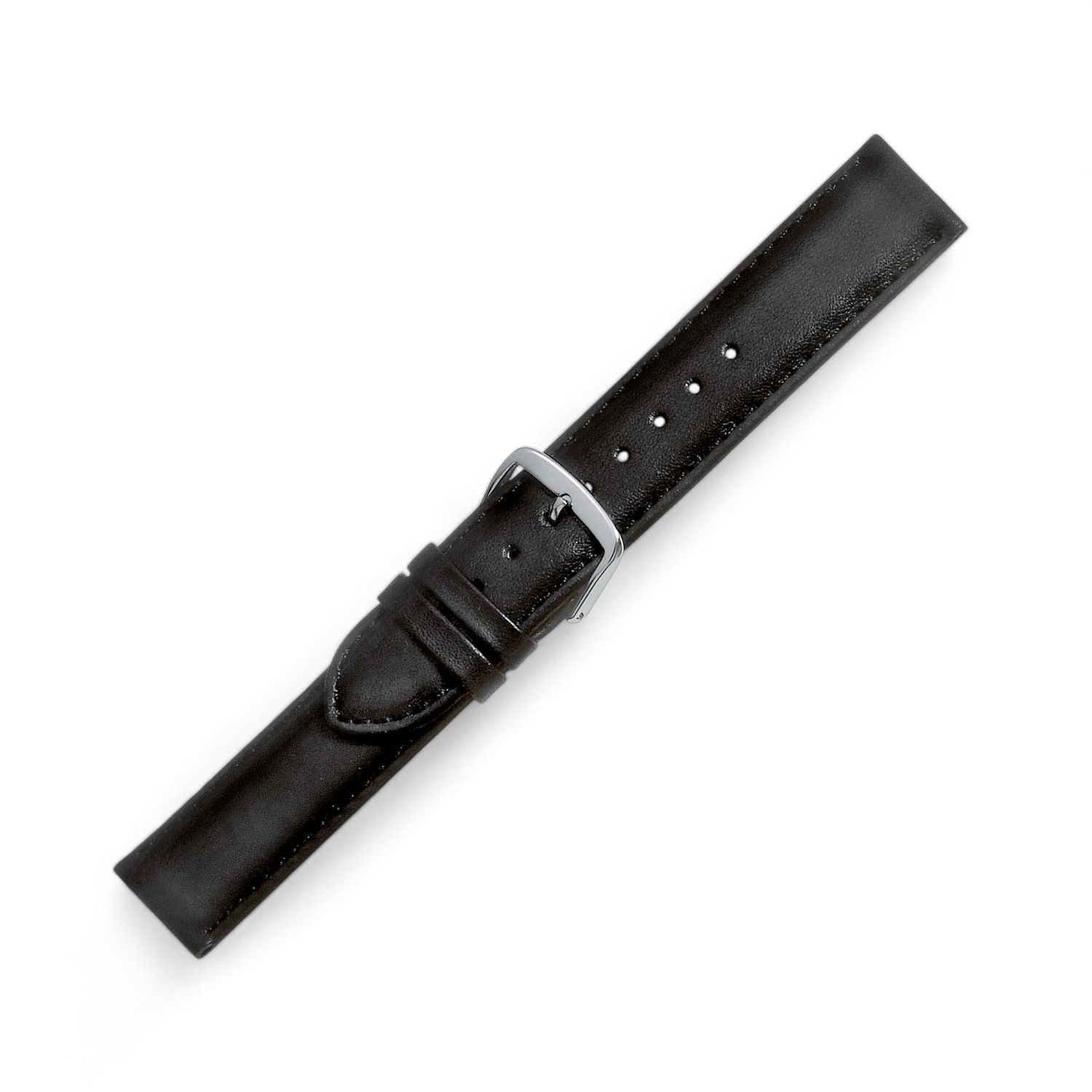 Schmidt Beach Uhrenarmband aus schwarzem Leder für Herren und Damen, 17mm breit, 3mm dick