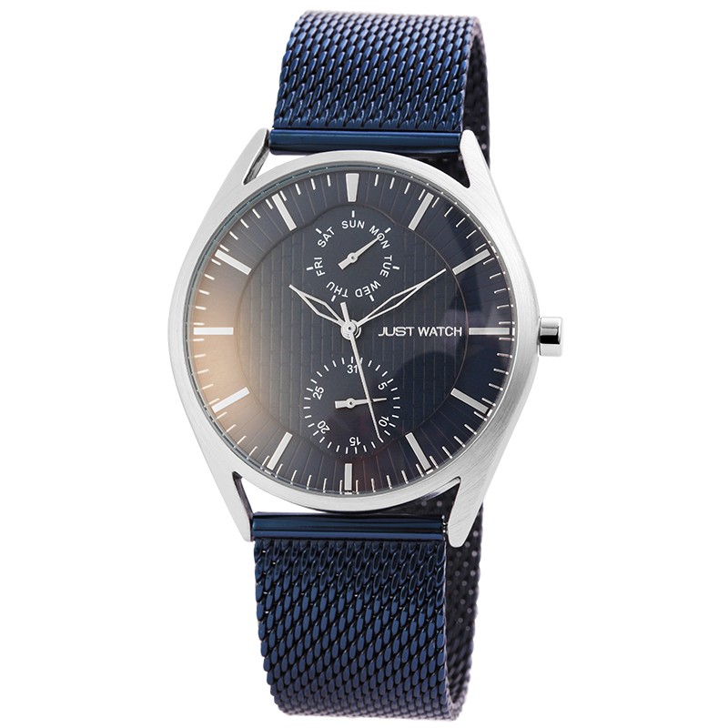 Just Watch JW20016-001 Herrenarmbanduhr, 41mm, Edelstahl silber/blau, Quarz, Mineralglas