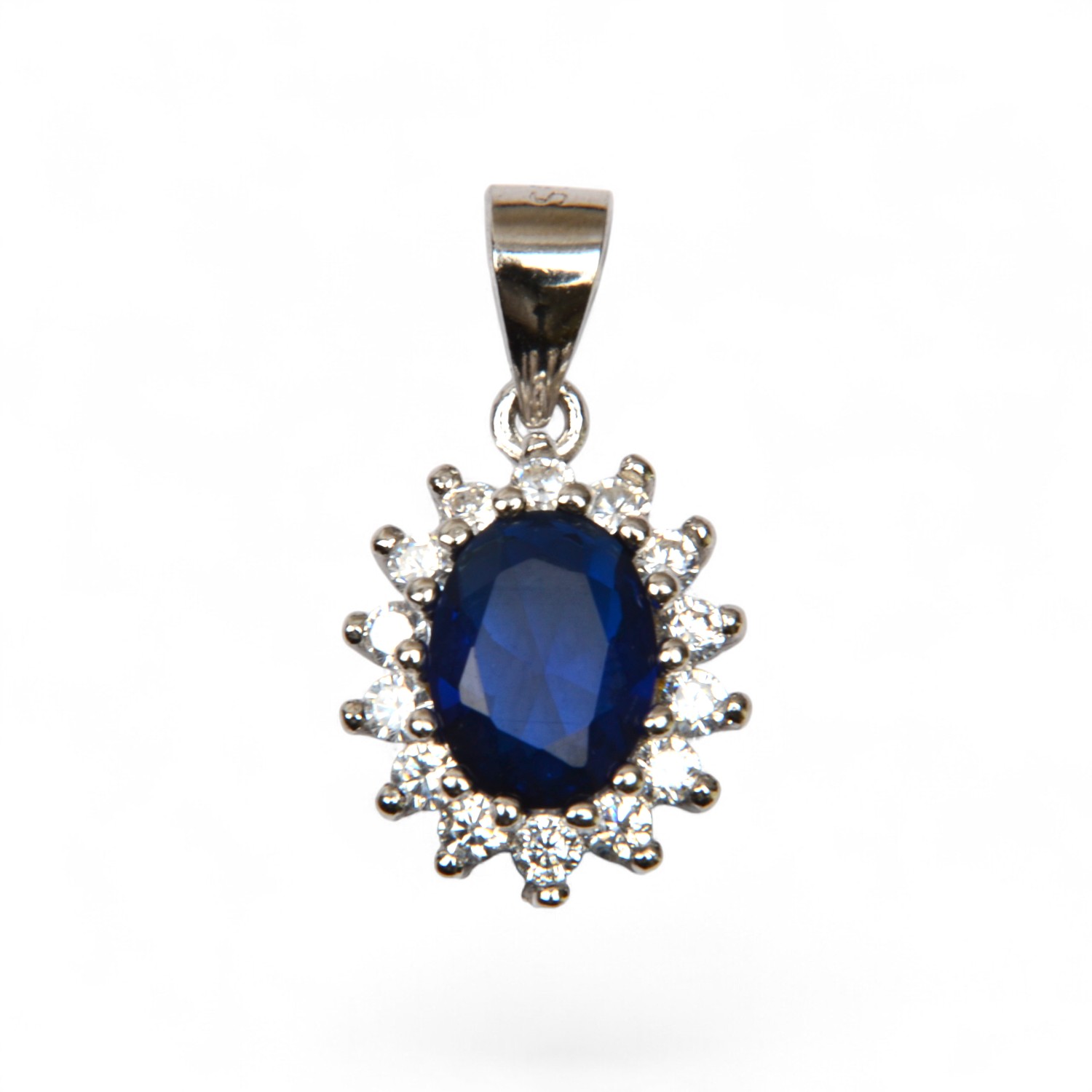 Schmidt Damen Anhänger aus 925 Silber mit blauem Zirkonia Stein, 10x19mm, eleganter Schmuck für jeden Anlass