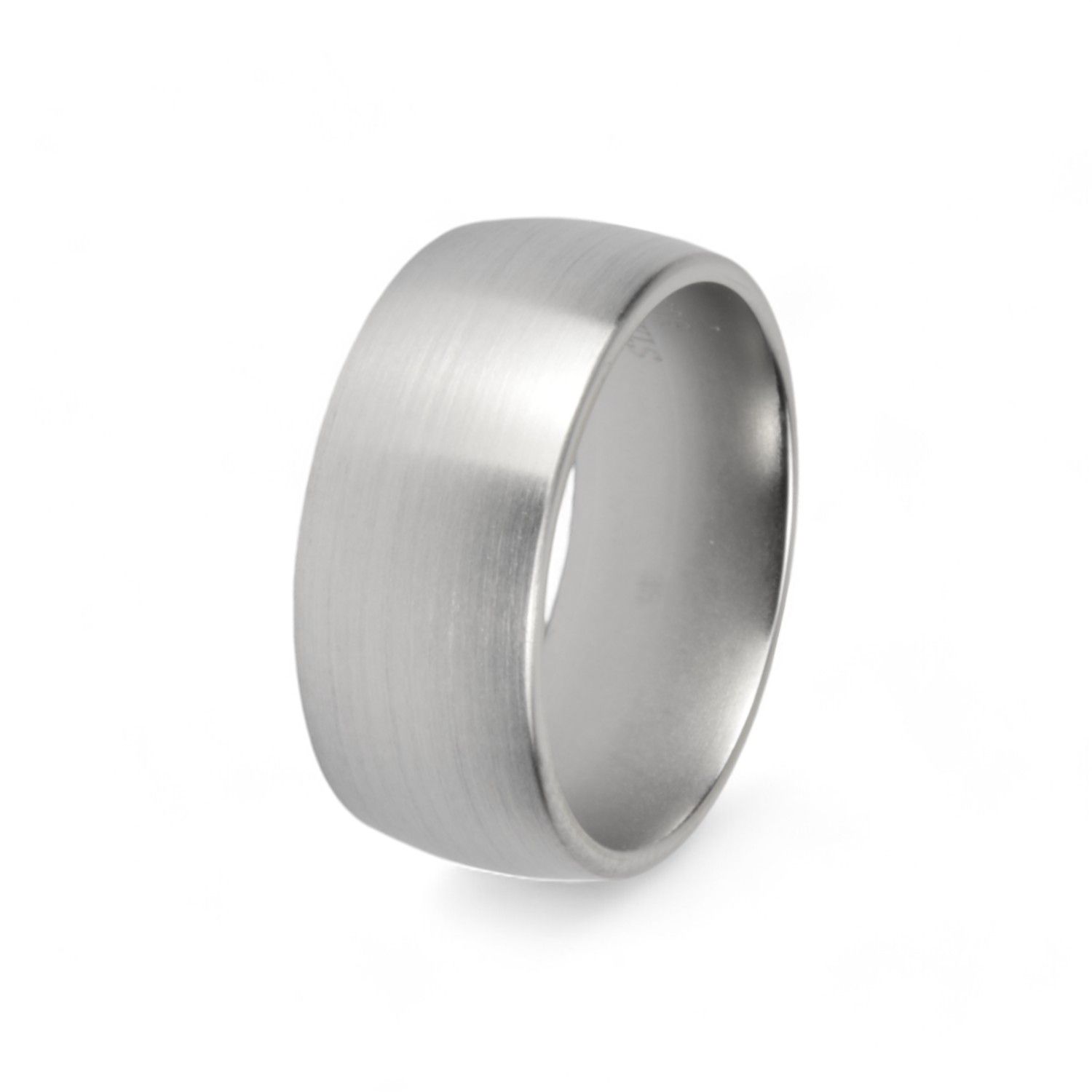 Schmidt Damenring aus mattiertem Edelstahl, 8mm breit, silberfarben, Ringgröße 52