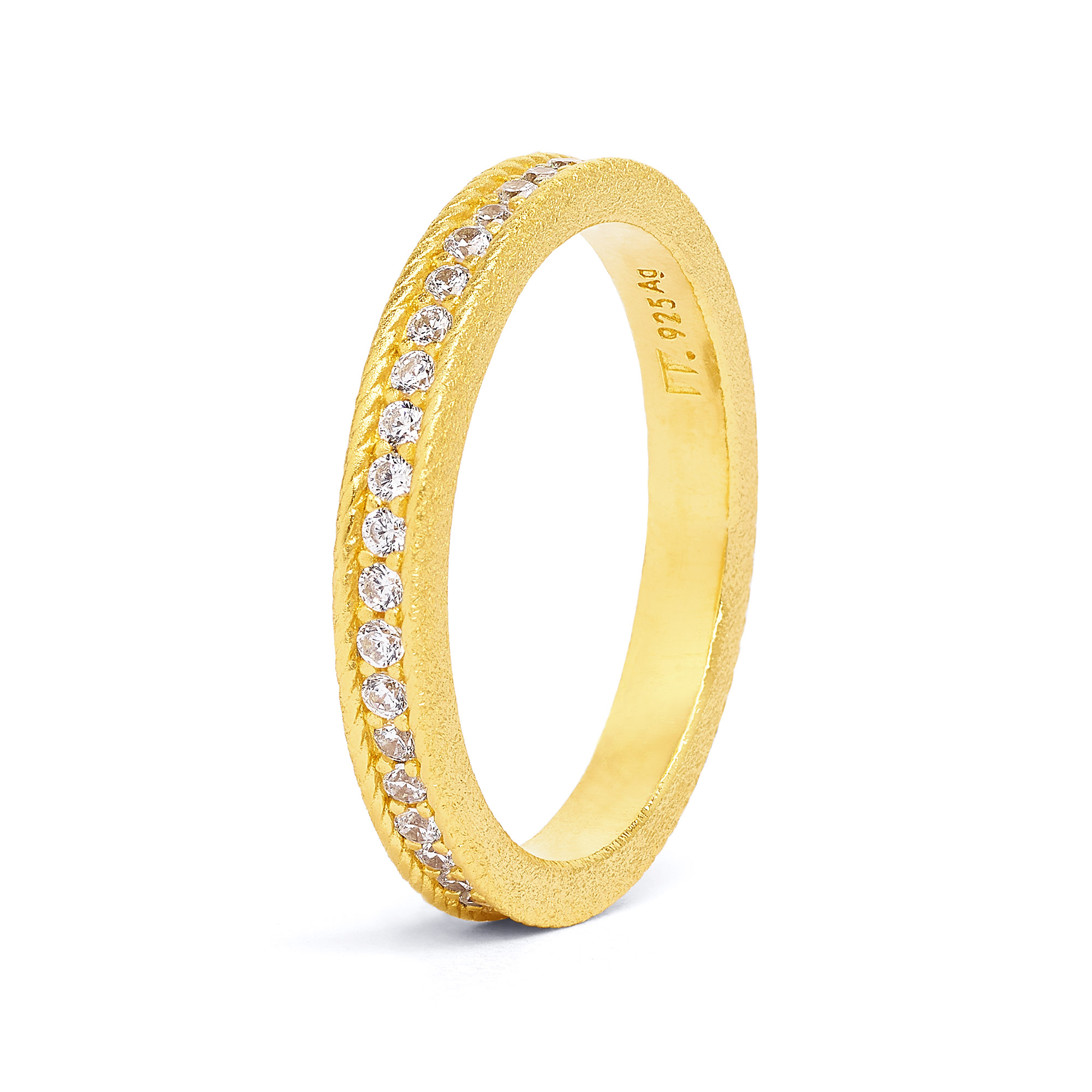 Flomoire-Ring von BERND WOLF, 24-Karat goldplattiert, Damenring aus 925 Silber mit Zirkonia, Größe 56