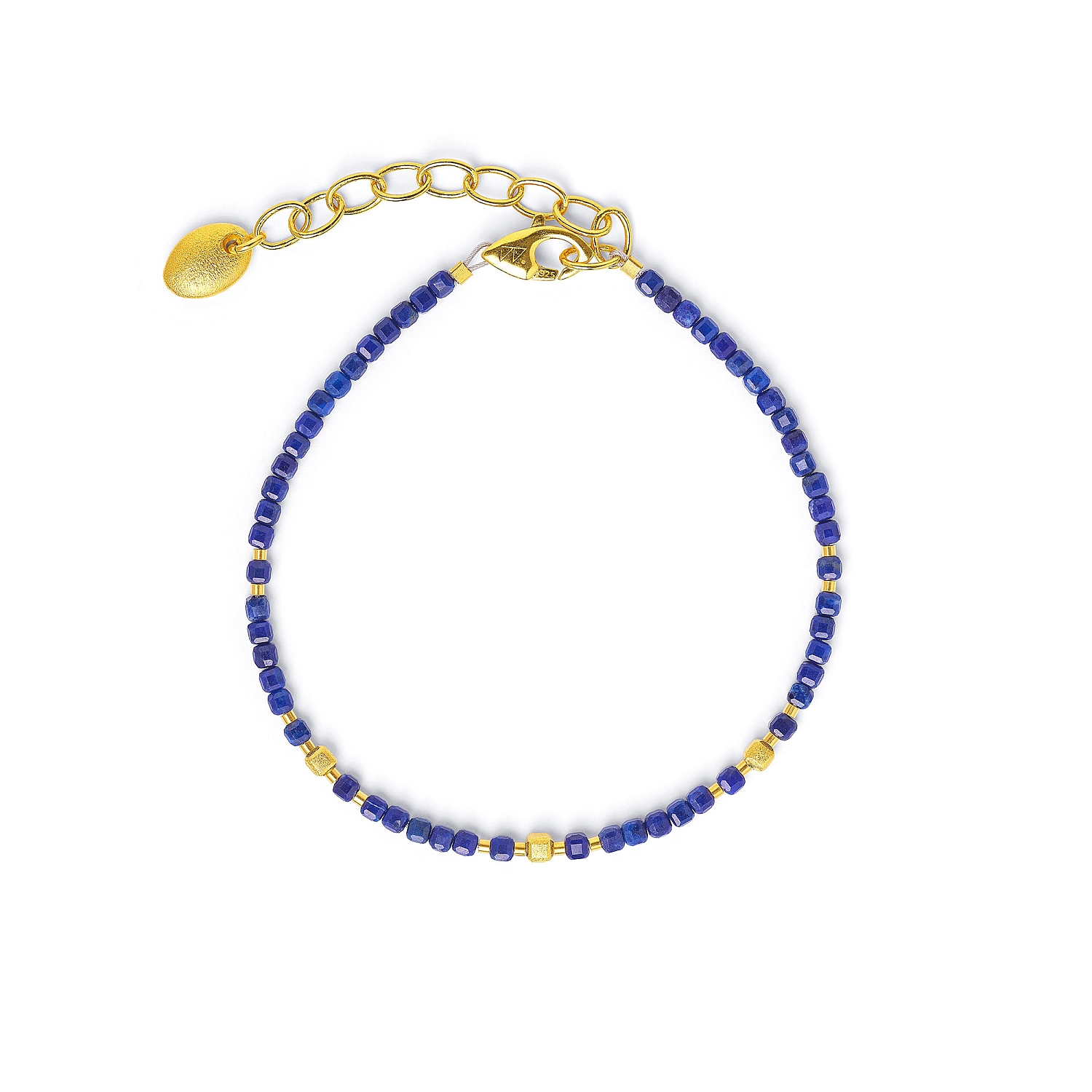 BERND WOLF Cuseni Armband Damen 925 Silber vergoldet mit Lapis, blau-gold, 17-21 cm Armschmuck