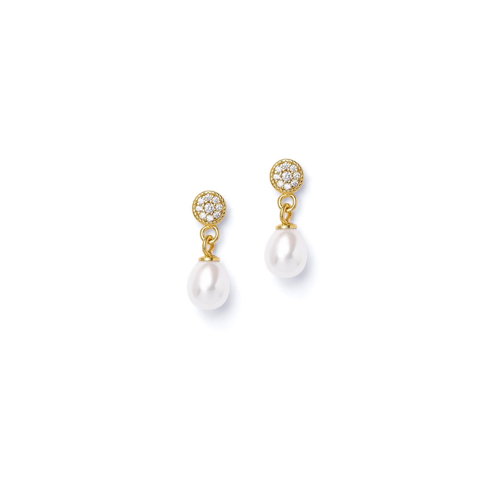 Verini Ohrhänger von BERND WOLF – 24-Karat goldplattiert mit Süsswasser-Perlen für Damen, ca. 16x6mm