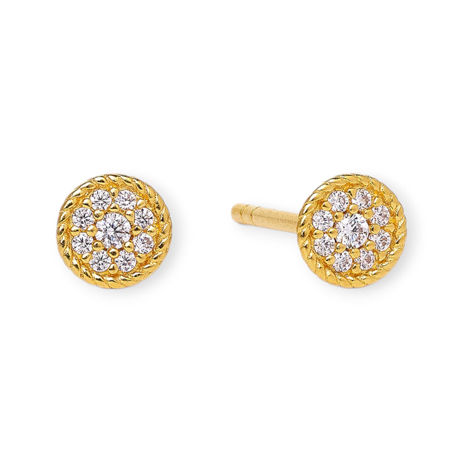 BERND WOLF Verini Ohrstecker 24-Karat goldplattiert Ø 4,8mm Zirkonia für Damen aus 925 Silber