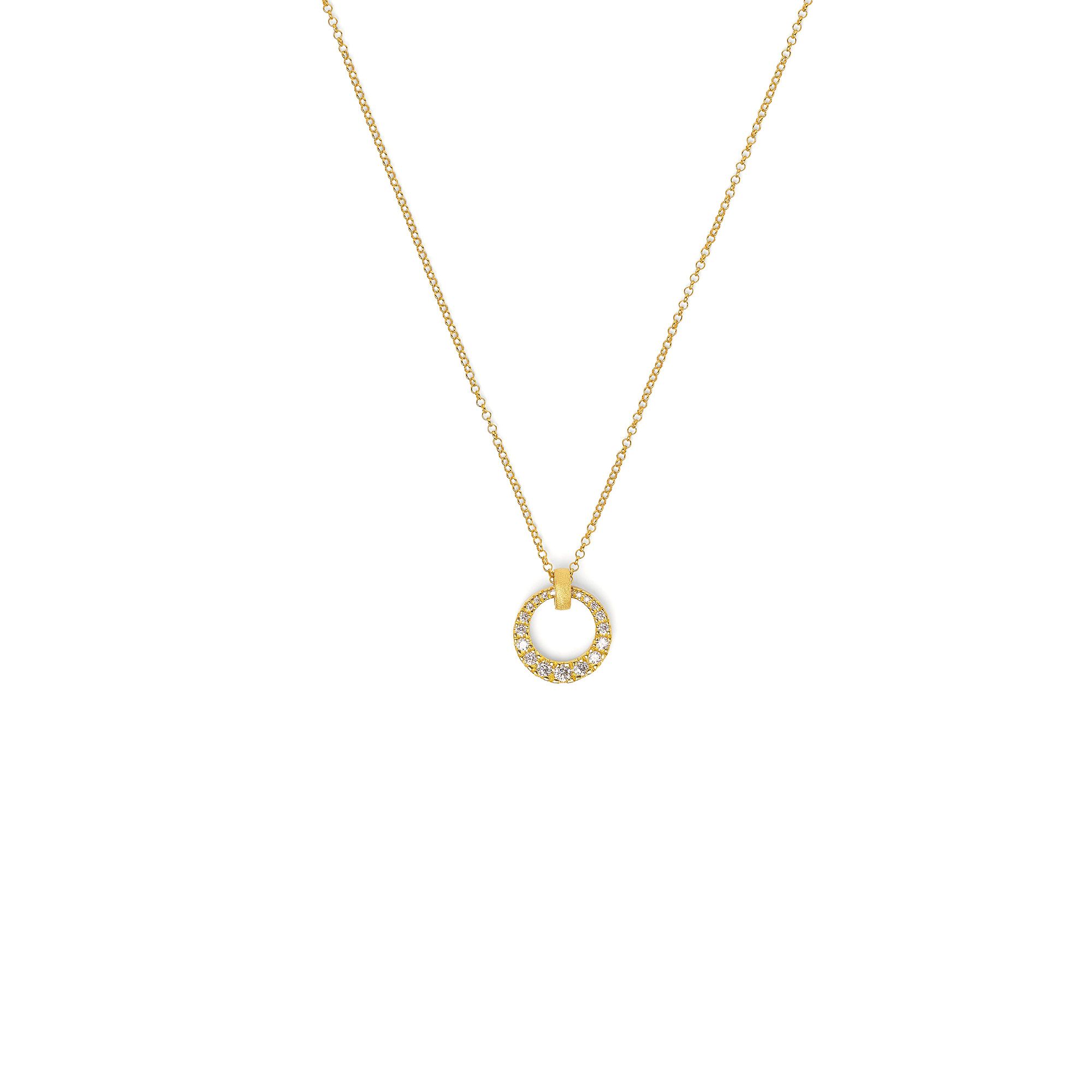 BERND WOLF Croissant Kette Damen 24-Karat goldplattiert Ø 14mm Zirkonia aus 925 Silber vergoldet