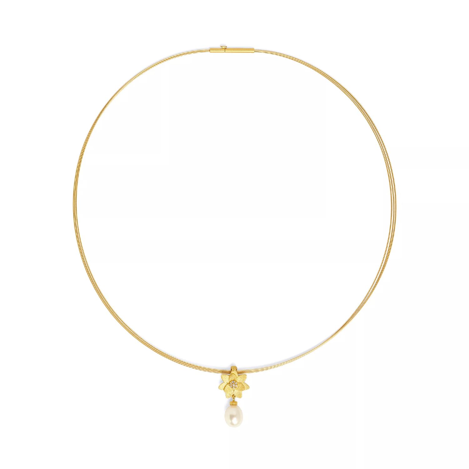 BERND WOLF Hortensia Damen Kette 24K Goldplattiert mit Süßwasserperle & Zirkonia, 43cm