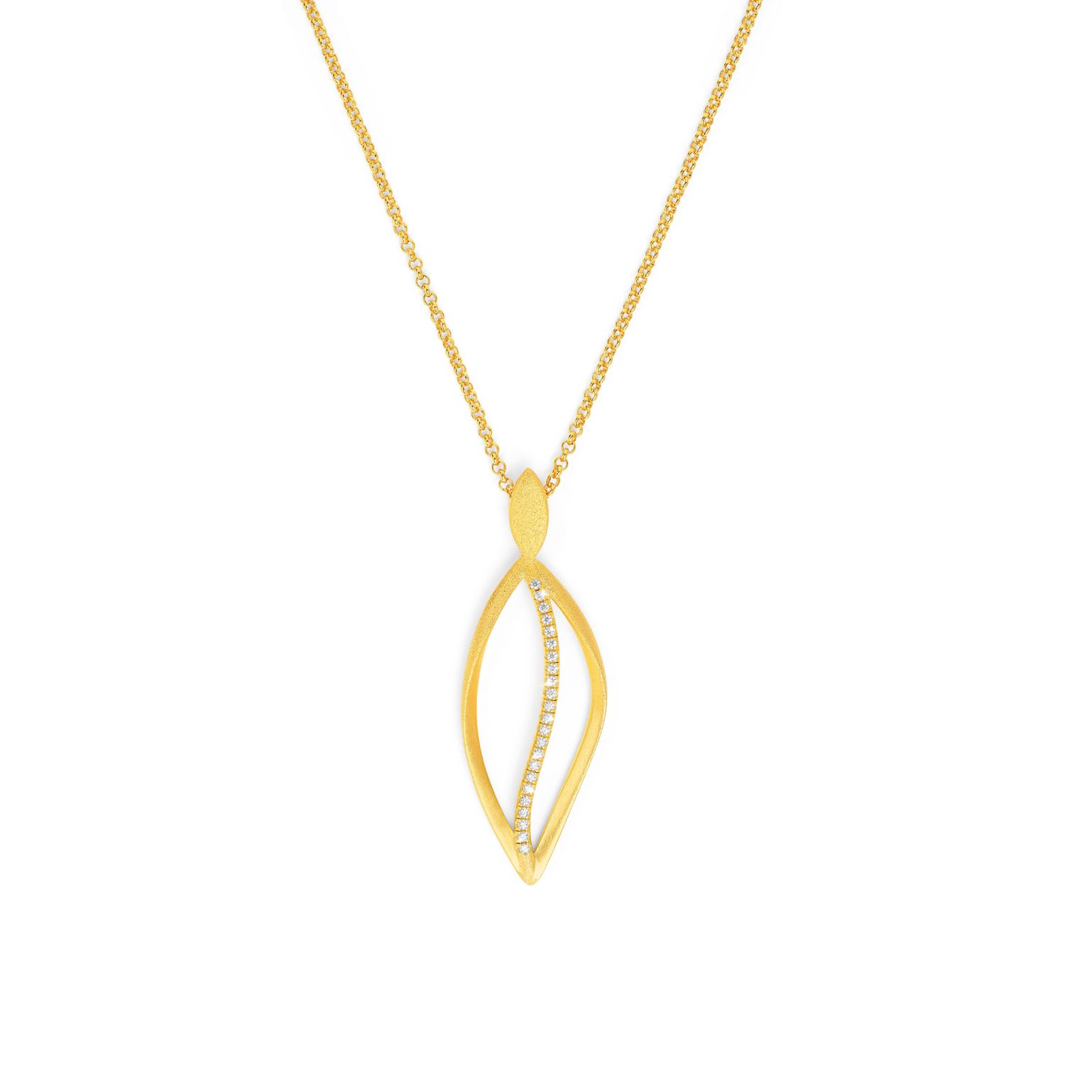 BERND WOLF Swing Kette 24-Karat goldplattiert Damen 925 Silber mit Zirkonia, 60/70cm, goldfarben