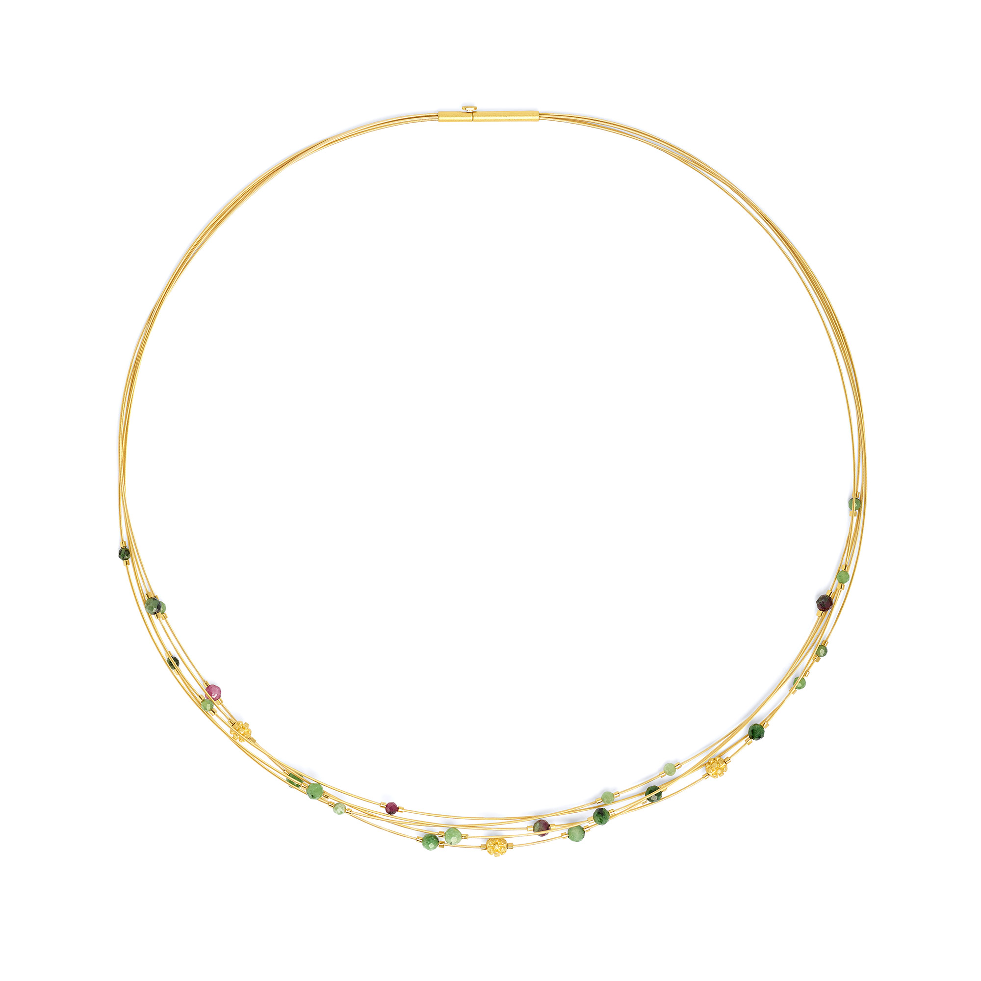 BERND WOLF LaCiali Collier 43cm Damen Kette aus 925 vergoldetem Silber mit Rubin-Zoisit und goldfarbenem