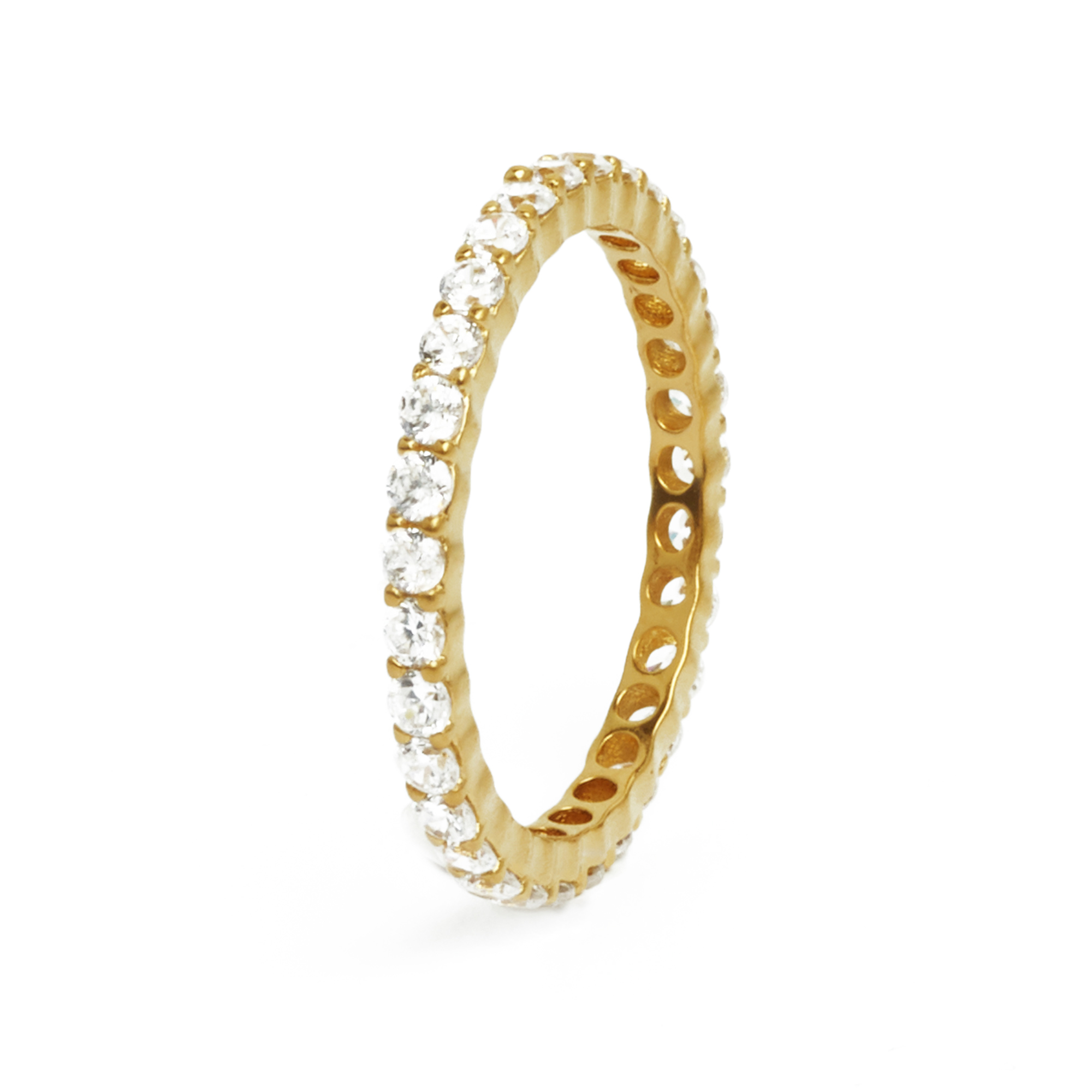 BERND WOLF Wellas-Ring 24-Karat goldplattiert Damenring 925 Silber mit Zirkonia, Größe 54, goldfarben