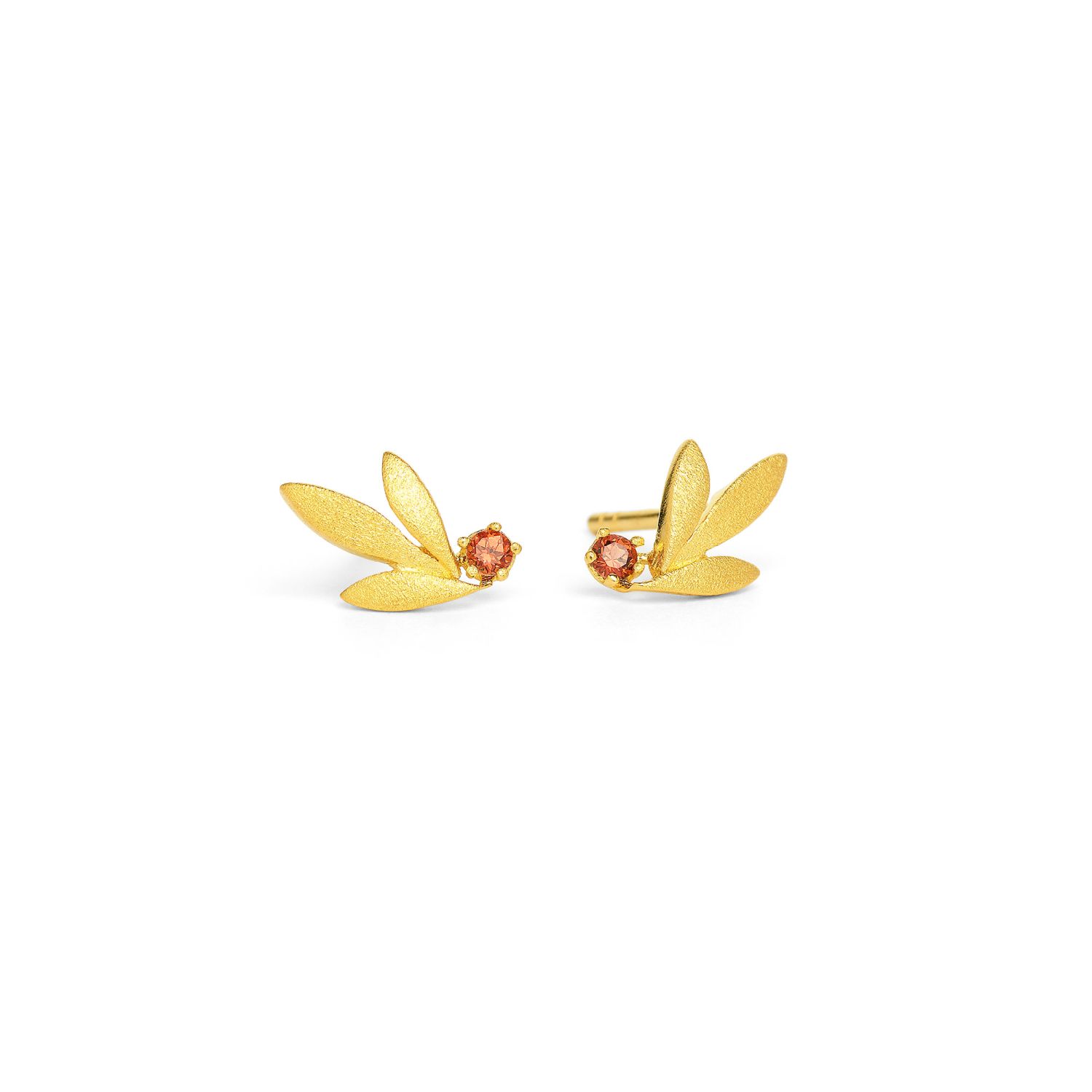 BERND WOLF Strelissi Ohrstecker 24-Karat goldplattiert mit Granat für Damen, 10x7mm, Silber 925